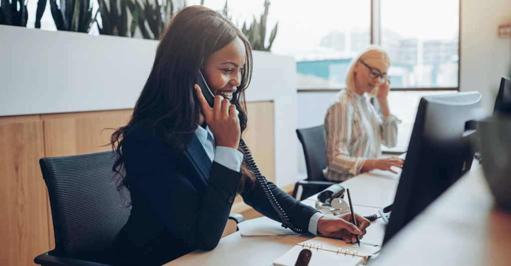 Woman answering the phone