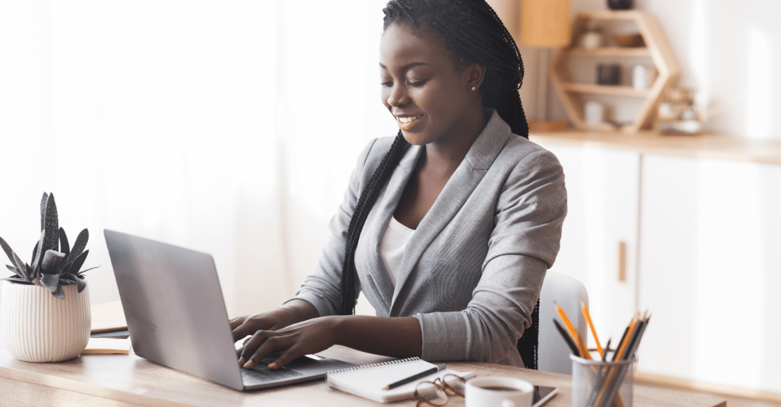 woman working on a laptop