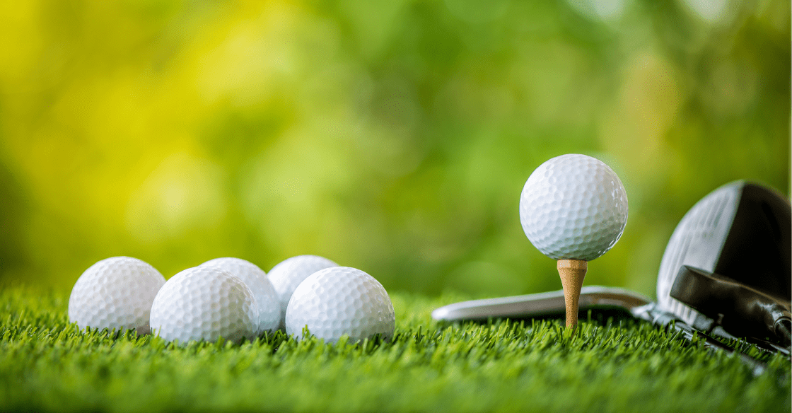 golf balls on artificial putting turf