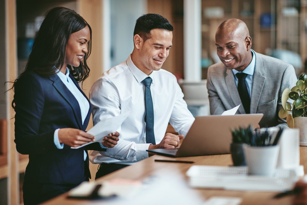 Colleagues working together in an office