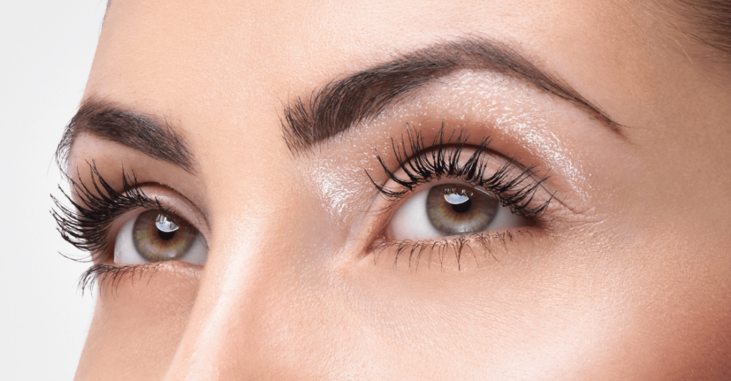 Closeup on women's full eyelashes