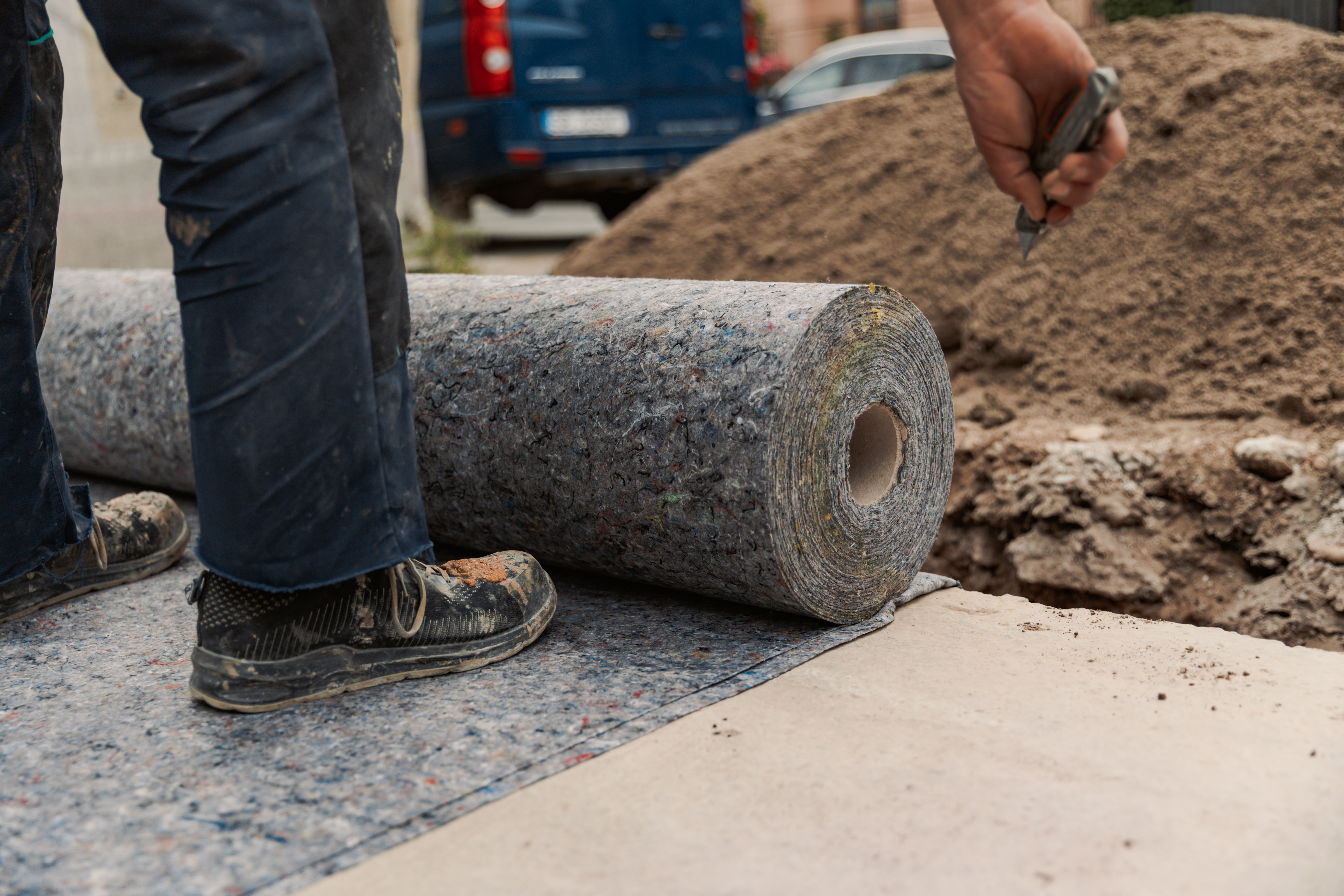 Artificial grass installation: Geotextile fabric base